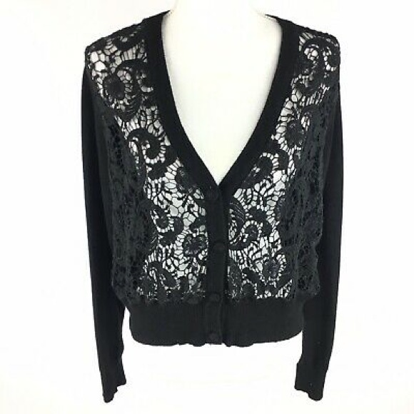 Torrid Lace Crochet Front Cropped Sweater - Picture 1 of 5
